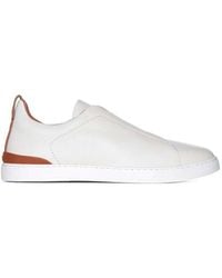 ZEGNA - Deerskin Triple Stitchtm Sneakers - Lyst