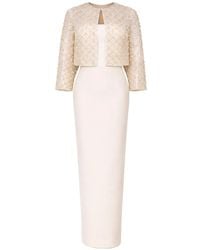 Rami Al Ali - Embellished Overlay-Top Tubino Maxi Gown - Lyst