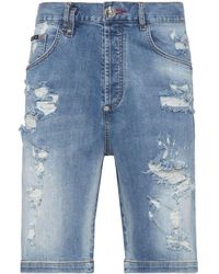 Philipp Plein - Jeans-Shorts im Distressed-Look - Lyst
