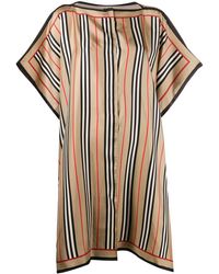 Burberry Icon Checked Silk Cape - Brown