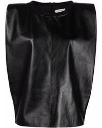 The Mannei Sleeveless Leather Vest - Black
