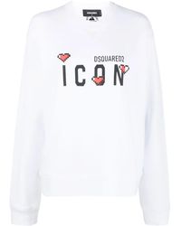 DSquared² - Icon-Print Cotton Sweatshirt - Lyst