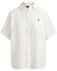 Polo Ralph Lauren - Oversized Linnen Blouse Met Patch - Lyst