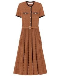 Self-Portrait - Belted Crochet-Knit Midi Dress - Lyst