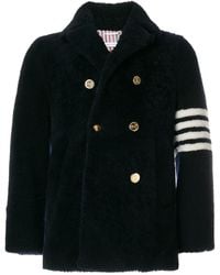 Thom Browne - Unconstructed Classic Shearling Peacoat - Lyst