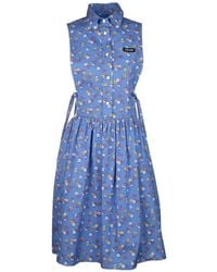 Miu Miu - Floral-Print Sleeveless Midi Dress - Lyst