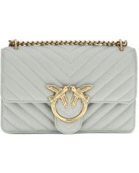 Pinko - Love Chevron Bird-Ring Leather Shoulder Bag - Lyst