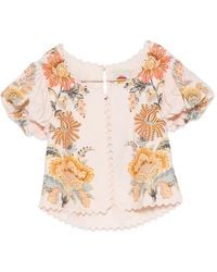 FARM Rio - Floral-Print Scallop-Edge Top - Lyst