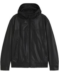BOSS - Hooded Leather Jacket - Lyst