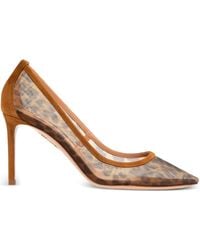 Aquazzura - 85Mm Leopard-Print Mesh Pumps - Lyst