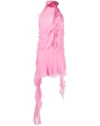 Blumarine - Ruffled Halterneck Silk Minidress - Lyst