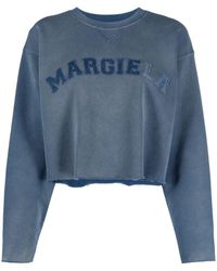 Maison Margiela - Cropped Sweatshirt With Logo Patch - Lyst