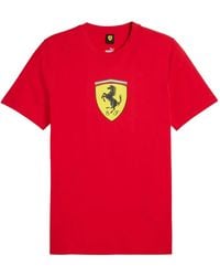 PUMA - Mens Scuderia Ferrari Sportswear Colored Shield Tee Casual Tops Casual - Red - Lyst