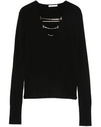 Patrizia Pepe - Chain-detail V-neck Sweater - Lyst