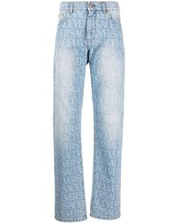 Versace - Allover Straight-leg Jeans - Lyst