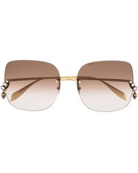 Alexander McQueen - Skull-pendant Square-frame Sunglasses - Lyst