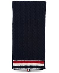 Thom Browne - Cable-Knit Rwb-Stripe Scarf - Lyst