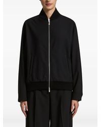 Peserico - Ribbed-Trim Zip-Up Bomber Jacket - Lyst