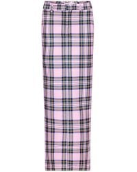 Area - Checked Wool Midi Skirt - Lyst