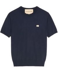 Valentino Garavani - Wool T-Shirt With Vlogo Patch - Lyst