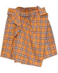 MSGM - Geruite Asymmetrische Mini-Rok - Lyst