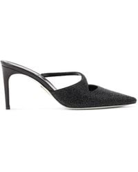 Rene Caovilla - Crystal-Embellished Satin Mules - Lyst