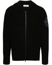 Stone Island - Compass-embroidered Hooded Cardigan - Lyst