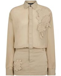 DSquared² - Floral-Appliqué Cotton Shirt Dress - Lyst