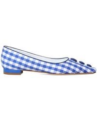 Manolo Blahnik - Alexa Gingham-Print Button-Embellished Pumps - Lyst
