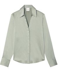 Calvin Klein - Hammered-Satin V-Neck Blouse - Lyst