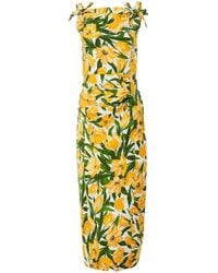 Carolina Herrera - Bow-Detail Tullip-Print Midi Dress - Lyst