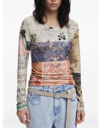 Desigual - Collage Ruched Long-Sleeved T-Shirt - Lyst