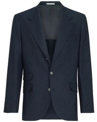 Brunello Cucinelli - Mouliné Virgin-Wool Twill Deconstructed Cavallo Blazer With Metal Buttons - Lyst