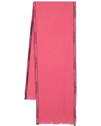 Acne Studios - Seersucker Sjaal Met Jacquard-Logo - Lyst