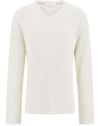 Ferragamo - V-Neck Ribbed Sweater - Lyst