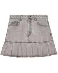 Ganni - Minijupe Future En Jean À Design Plissé - Lyst