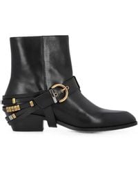 Pinko - Buckle-Detail Leather Ankle Boots - Lyst