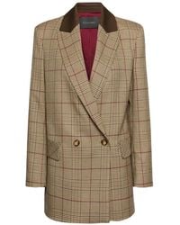 Elena Miro - Prince Of Wales-Check Double-Breasted Blazer - Lyst