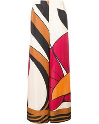 Alberta Ferretti - Patterned Wide-Leg Trousers - Lyst