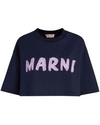 Marni - T-shirt crop en coton à logo imprimé - Lyst