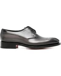 Santoni - Brogue-Detail Leather Derby Shoes - Lyst