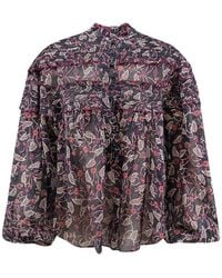 Isabel Marant - Doane Floral-Print Ruffled Blouse - Lyst