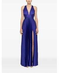 Nissa - Pleated Satin Maxi Dress - Lyst