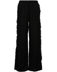 P.A.R.O.S.H. - Fringed Linen Straight-leg Trousers - Lyst