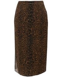 Carolina Herrera - Leopard-Print Silk Midi Skirt - Lyst