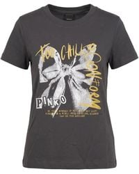 Pinko - Bow-Print Logo-Print T-Shirt - Lyst