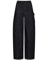 Self-Portrait - Barrel-Leg Cargo Jeans - Lyst