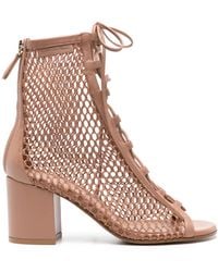 Gianvito Rossi - Open-Knit Lace-Up Sandals - Lyst