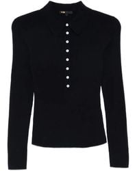Maje - Long-Sleeve Knitted Polo Top - Lyst