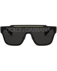 Dolce & Gabbana - Logo-Print Square-Frame Sunglasses - Lyst